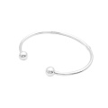 Sterling Silver Ball Ends Bracelete Mãe Presente